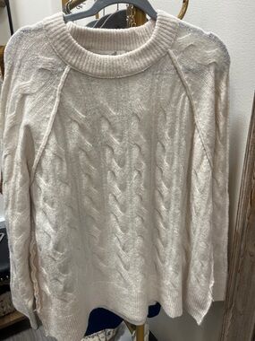 Altar'd State Cream Cable-Knit Midi Dress Sweater